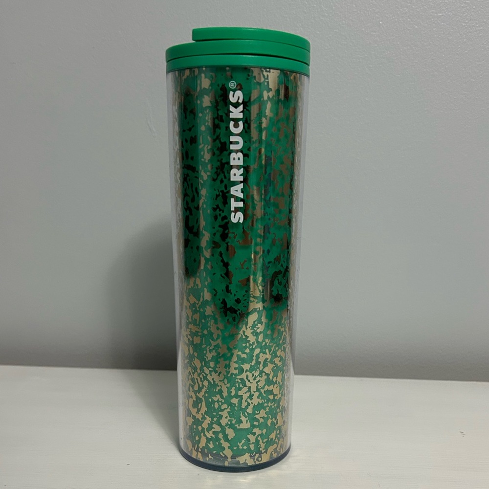 Starbucks Holiday Emerald and Gold Tumbler